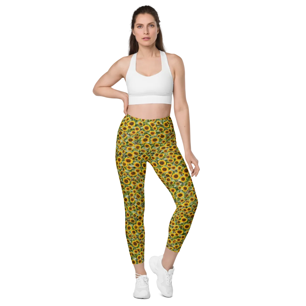 Sunflower Solstice on Leggings with Pockets — Front