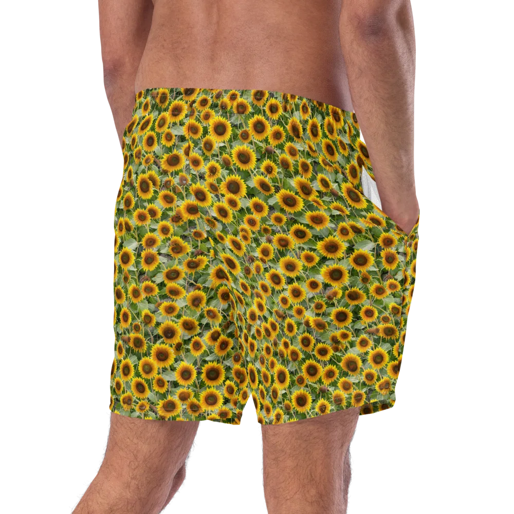 Sunflower Solstice on Swim Trunks — Right Back