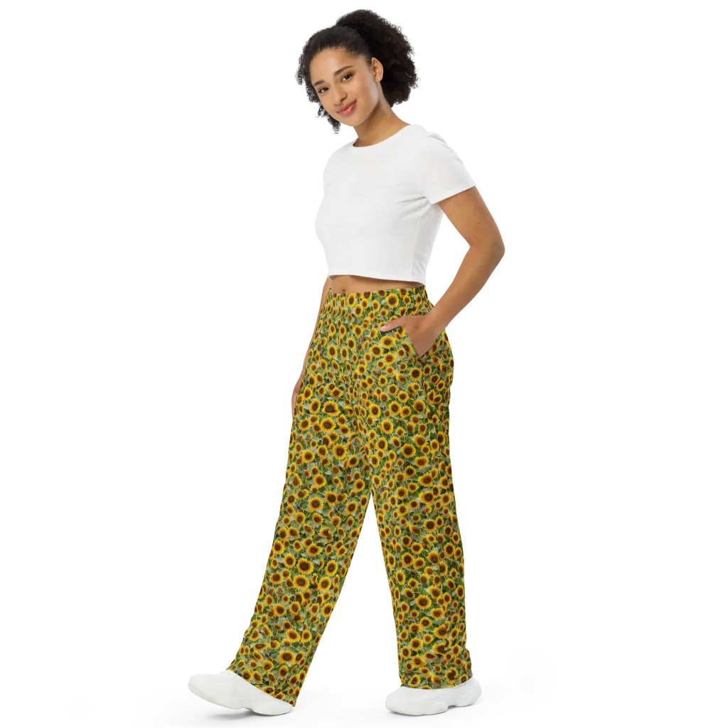 Sunflower Solstice on Wide-Leg Pants — Left Front