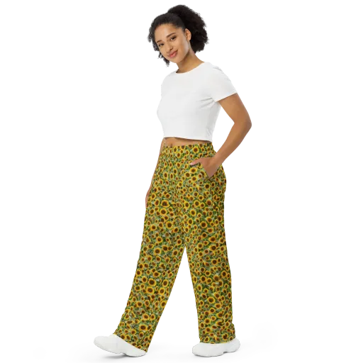 Sunflower Solstice on a Wide-Leg Pants