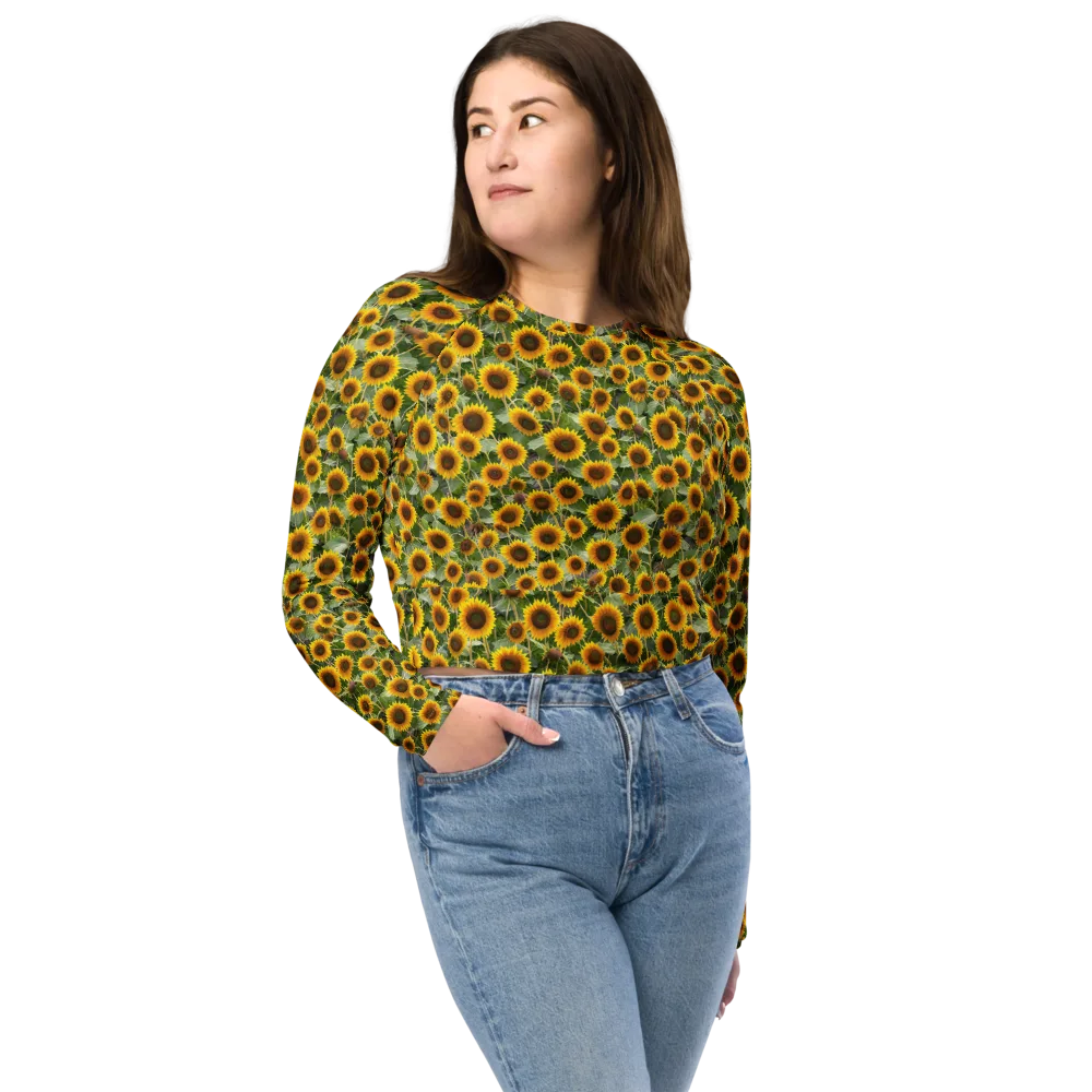 Sunflower Solstice on Long Sleeve Crop Top — Front