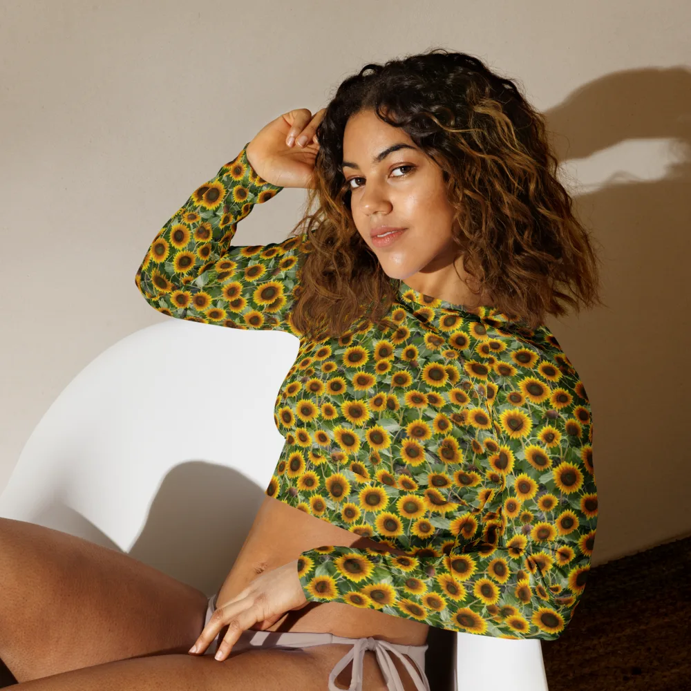 Sunflower Solstice on Long Sleeve Crop Top — Left Front