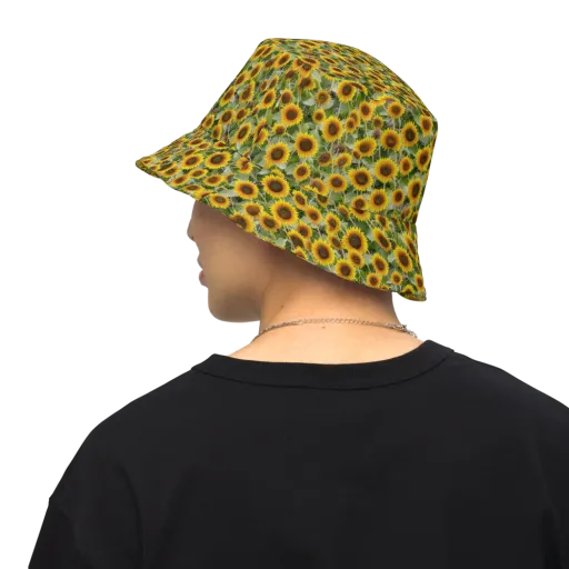 Sunflower Solstice on a Reversible Bucket Hat