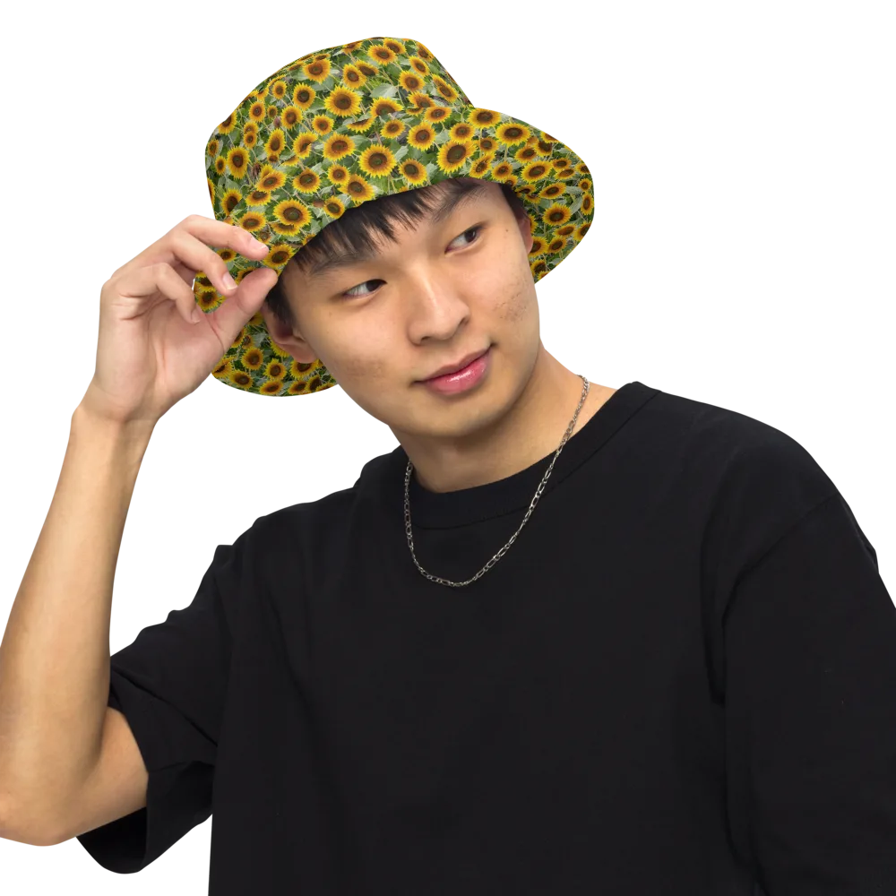 Sunflower Solstice on Reversible Bucket Hat — Front Inside