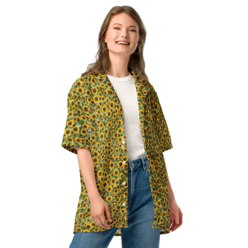 Sunflower Solstice on a Button Shirt