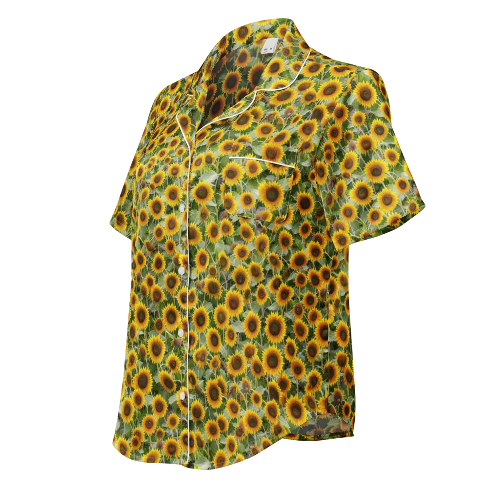 Sunflower Solstice on Women's Short Sleeve Pajama Top — Left Front