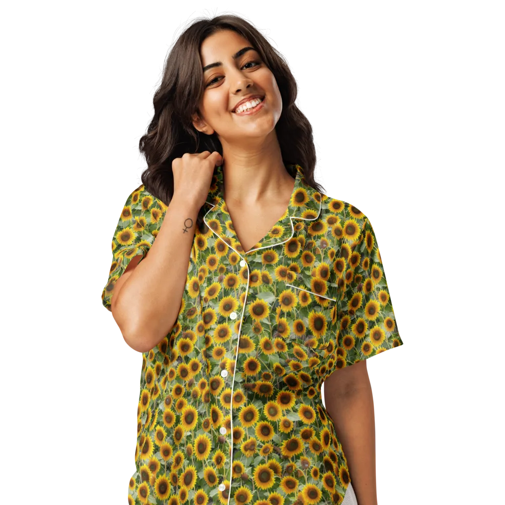 Sunflower Solstice on Women's Short Sleeve Pajama Top — Front