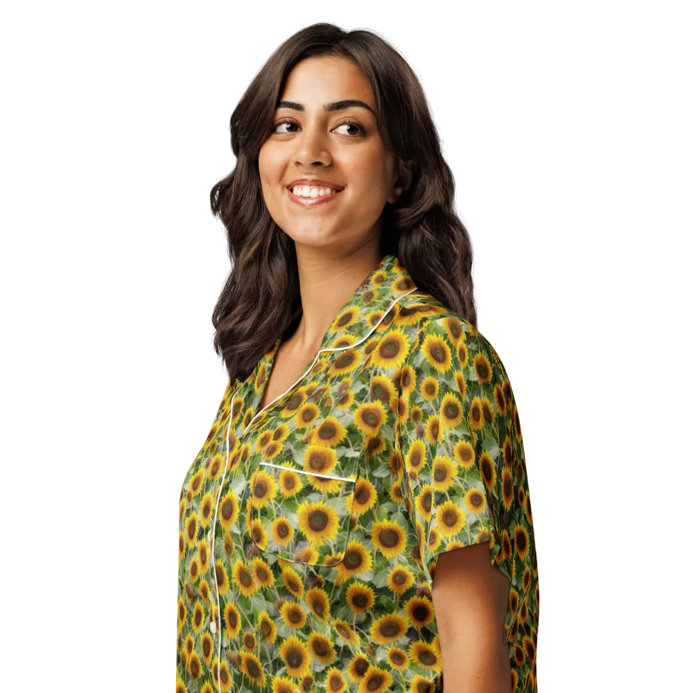 Sunflower Solstice on Women's Short Sleeve Pajama Top — Left Front