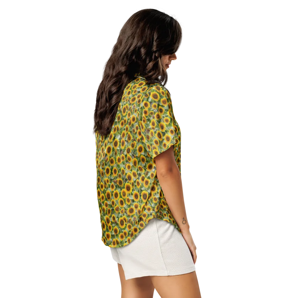 Sunflower Solstice on Women's Short Sleeve Pajama Top — Right Back
