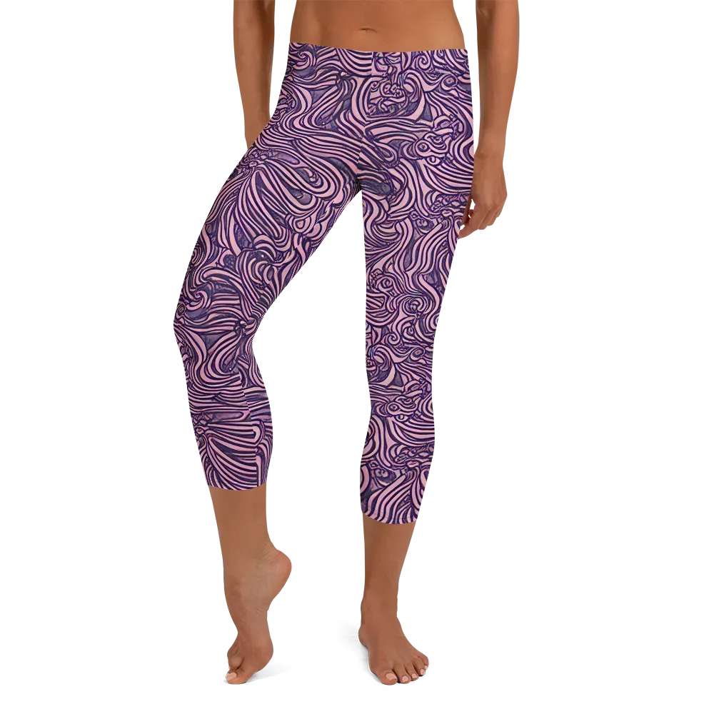 Lavender Labyrinth on Capri Leggings — Front