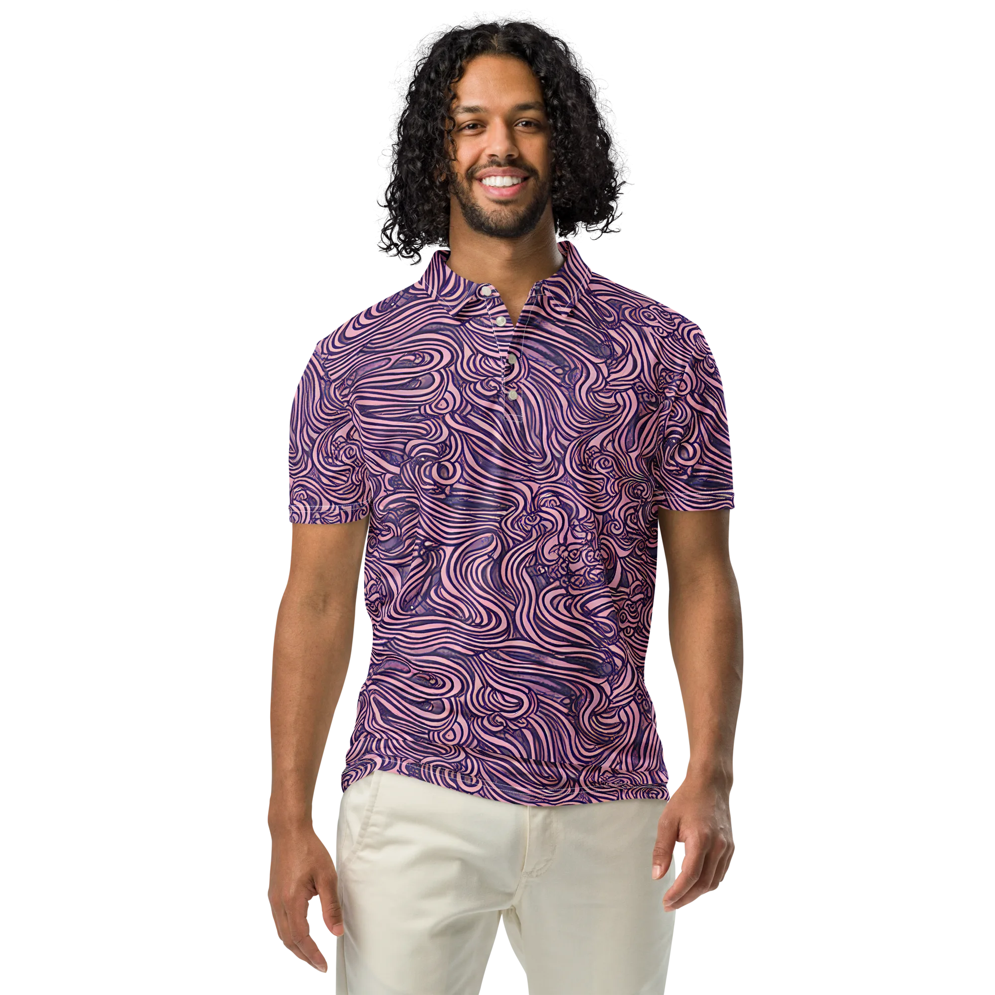 Lavender Labyrinth on Men's Slim Fit Polo Shirt — Front