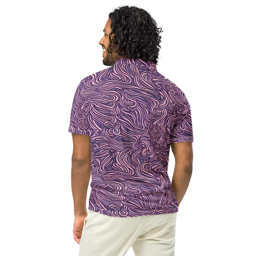 Lavender Labyrinth on Men's Slim Fit Polo Shirt — Back