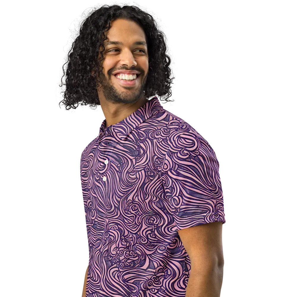 Lavender Labyrinth on Men's Slim Fit Polo Shirt — Left Front