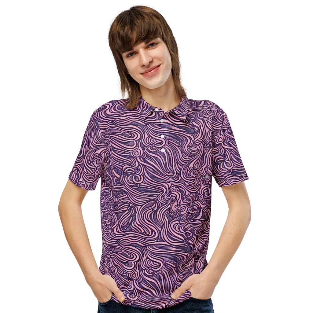 Lavender Labyrinth on Men's Slim Fit Polo Shirt — Front