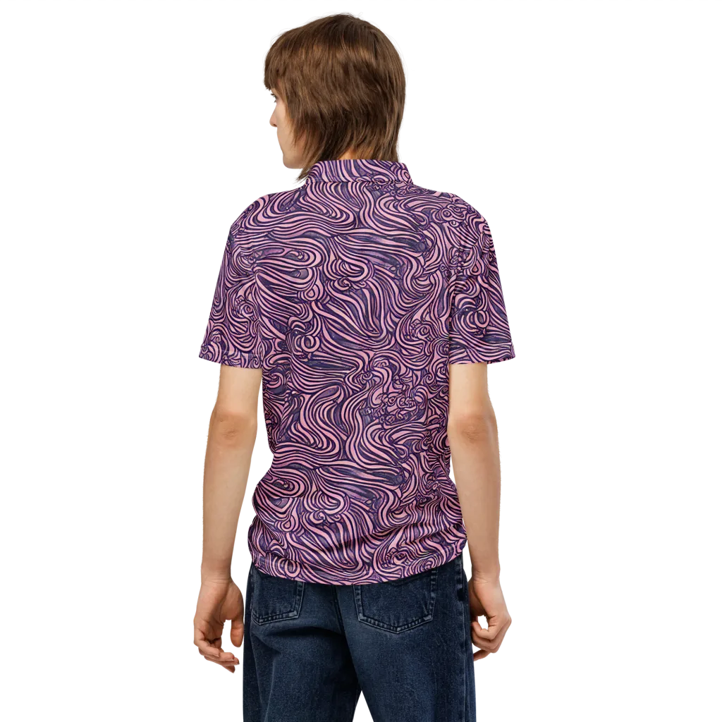 Lavender Labyrinth on Men's Slim Fit Polo Shirt — Back