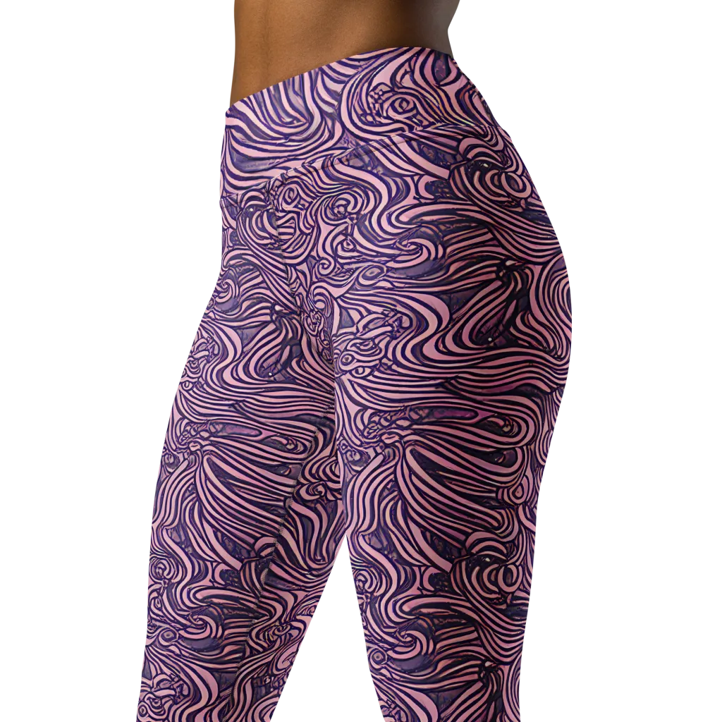 Lavender Labyrinth on Yoga Leggings — Left Front
