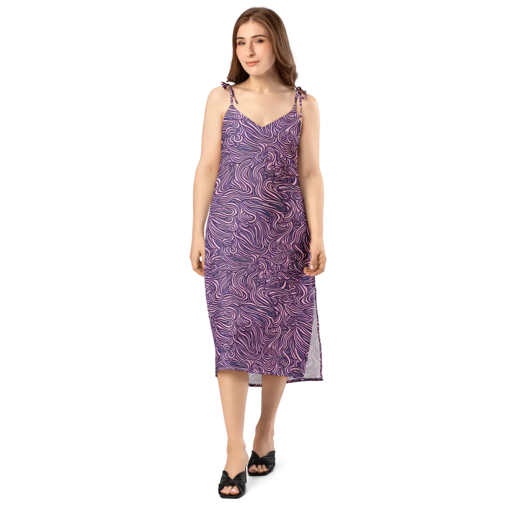 Lavender Labyrinth on Slip Dress — Front