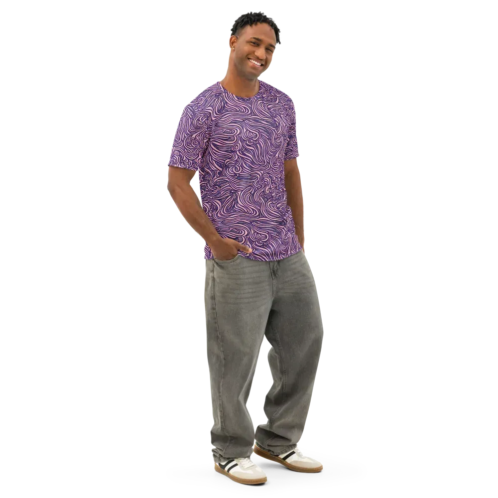 Lavender Labyrinth on Men's Cotton Crew Neck T-Shirt — Right Front