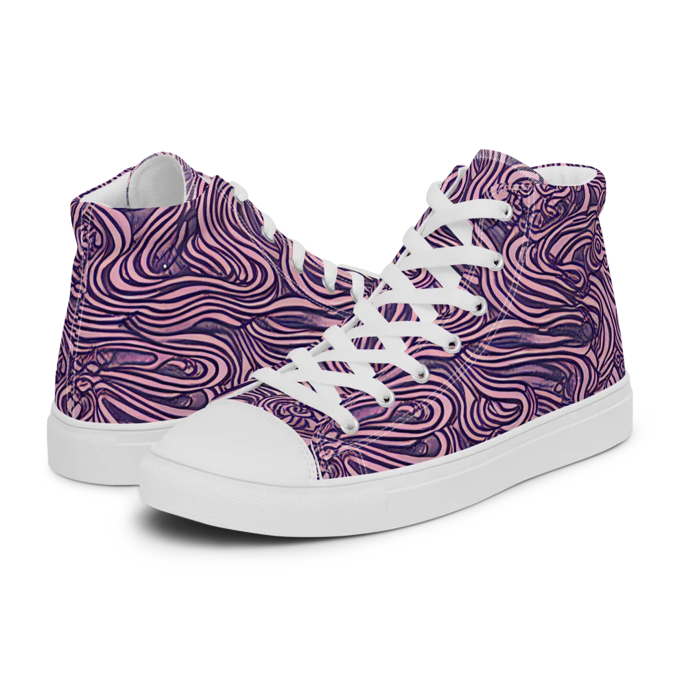 Lavender Labyrinth on Women's High Top Canvas Shoes — Left