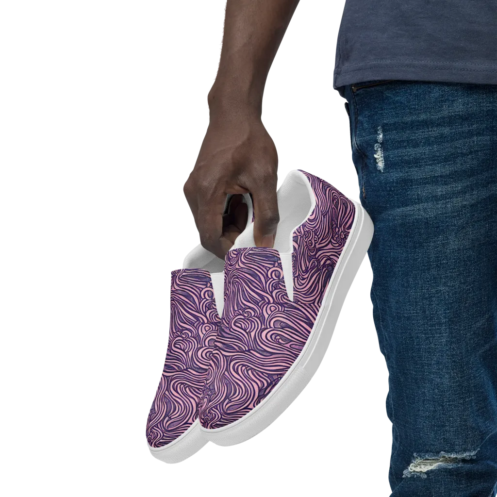 Lavender Labyrinth on Men's Slip-On Canvas Shoes — Left Front