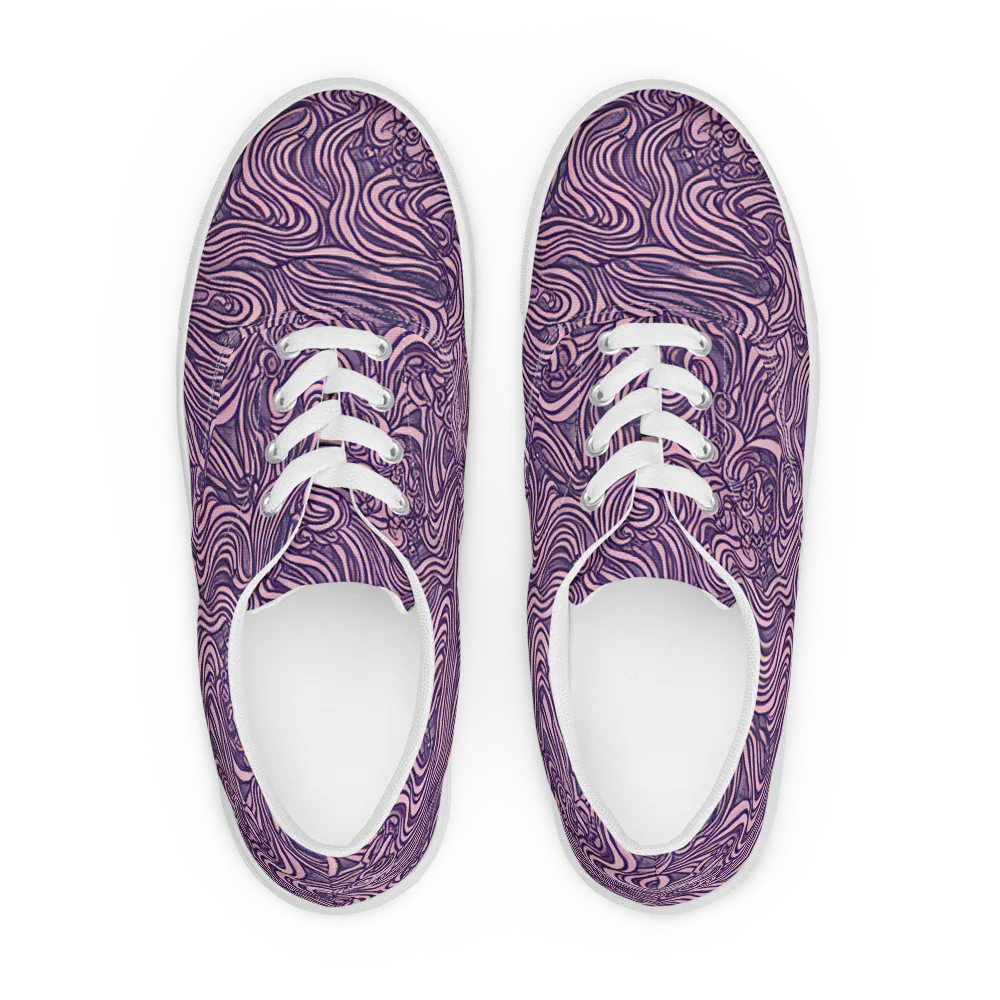 Lavender Labyrinth on Men's Lace-Up Canvas Shoes — Front