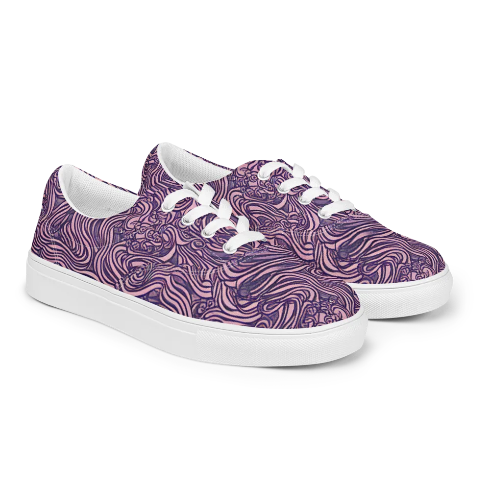 Lavender Labyrinth on Men's Lace-Up Canvas Shoes — Right Front