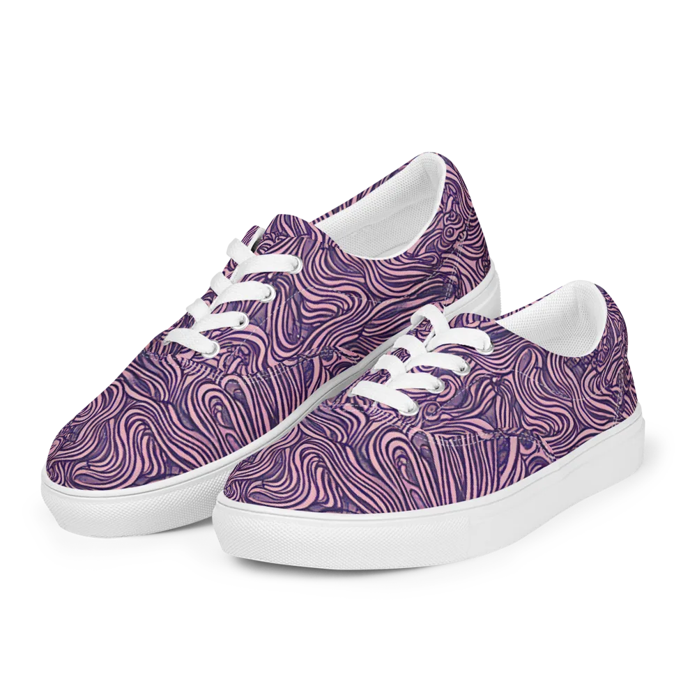 Lavender Labyrinth on Men's Lace-Up Canvas Shoes — Left Front