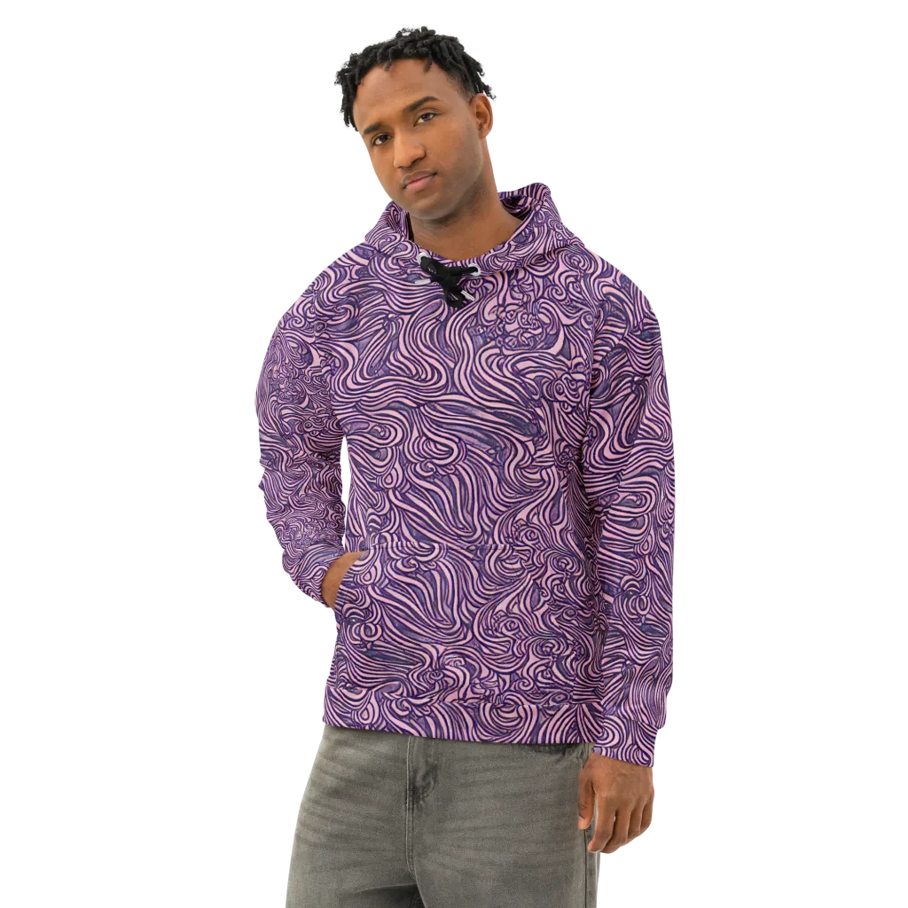 Lavender Labyrinth on Cotton Hoodie — Left Front