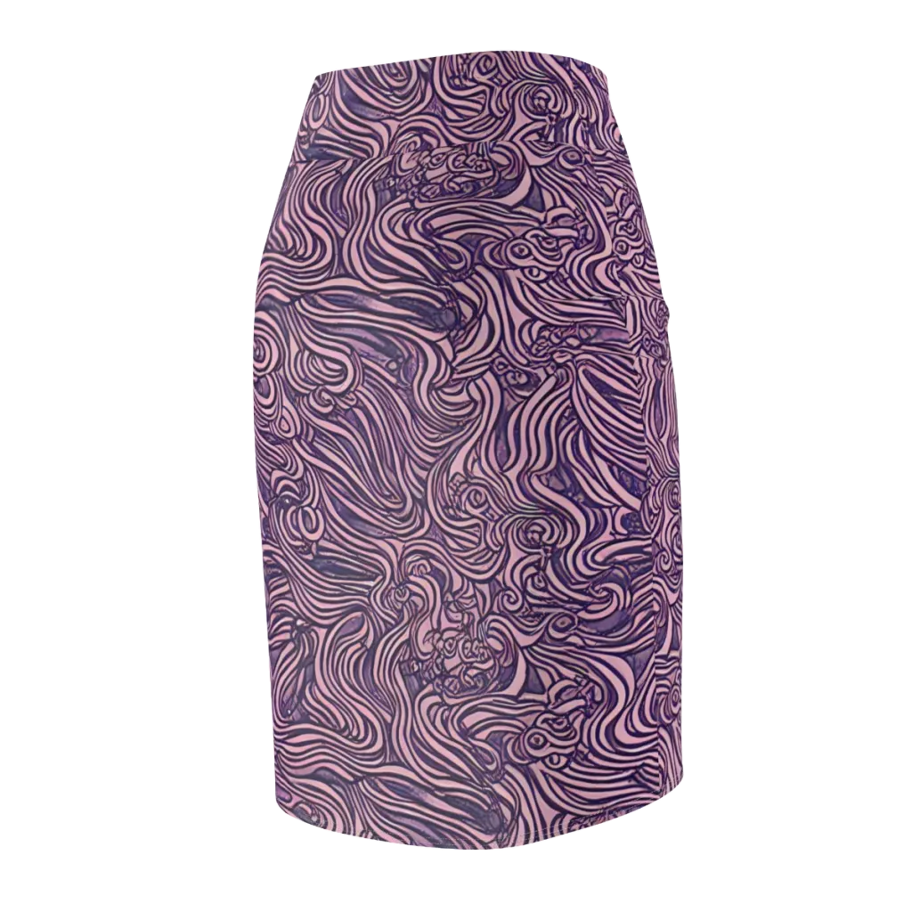 Lavender Labyrinth on Pencil Skirt — Back Side