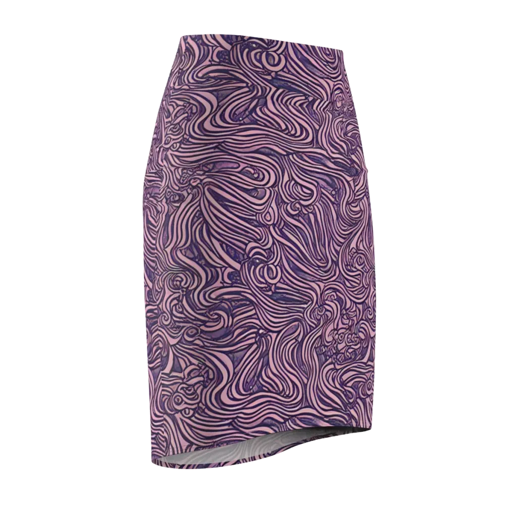 Lavender Labyrinth on Pencil Skirt — Front Side