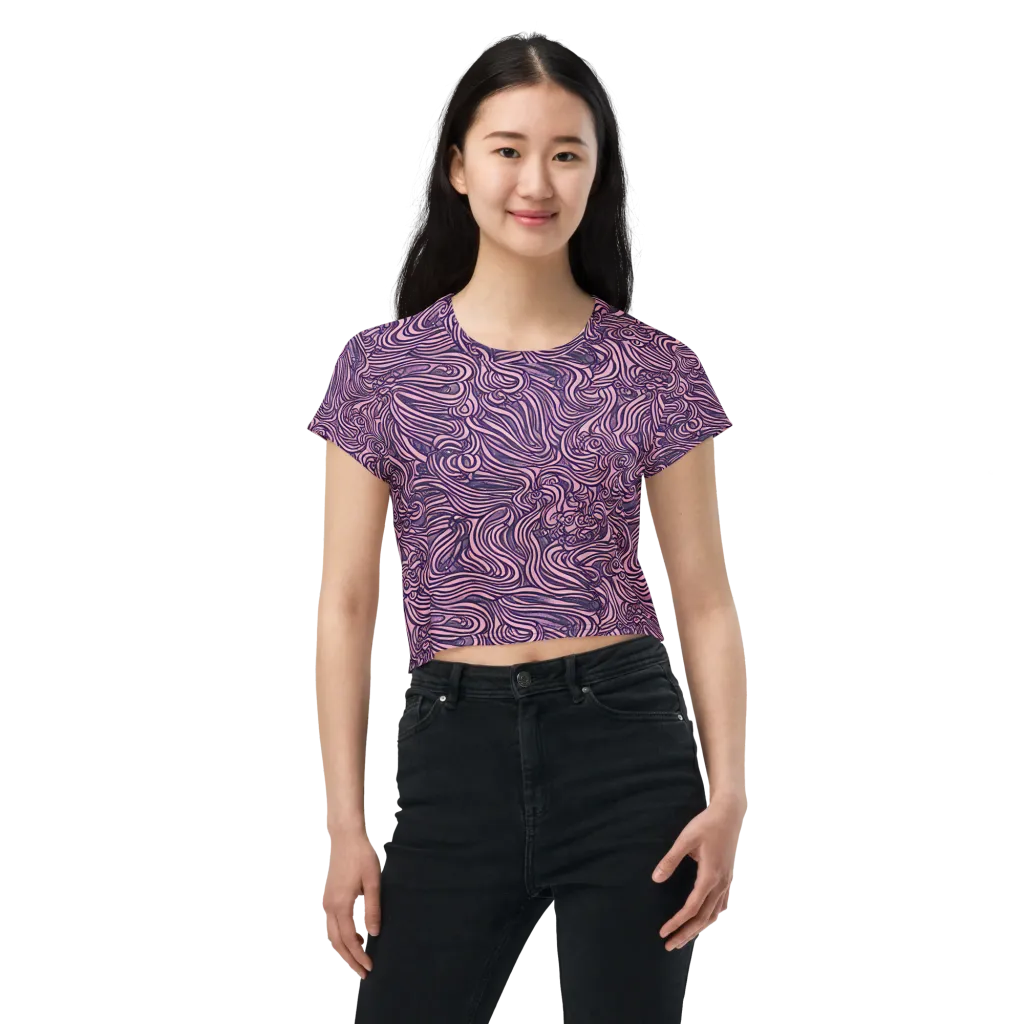 Lavender Labyrinth on Crop Tee — Front