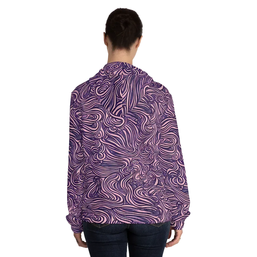 Lavender Labyrinth on Women's Full-Zip Hoodie — Back On Person