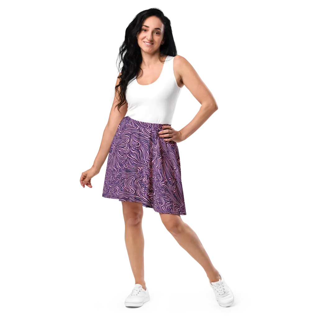 Lavender Labyrinth on Skater Skirt — Front