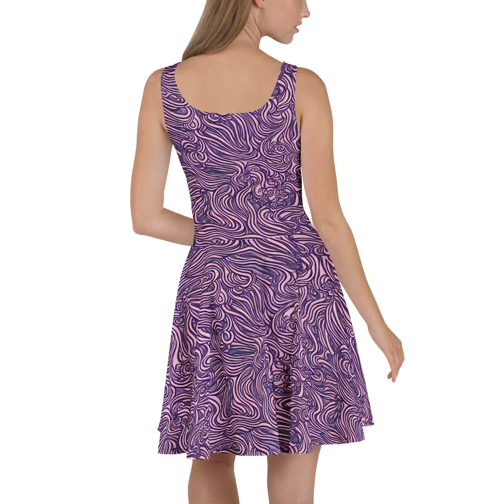 Lavender Labyrinth on Skater Dress — Back