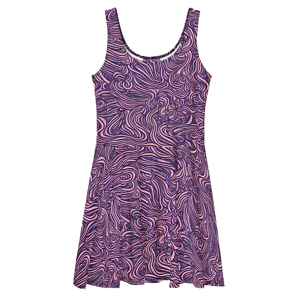 Lavender Labyrinth on Skater Dress — Front