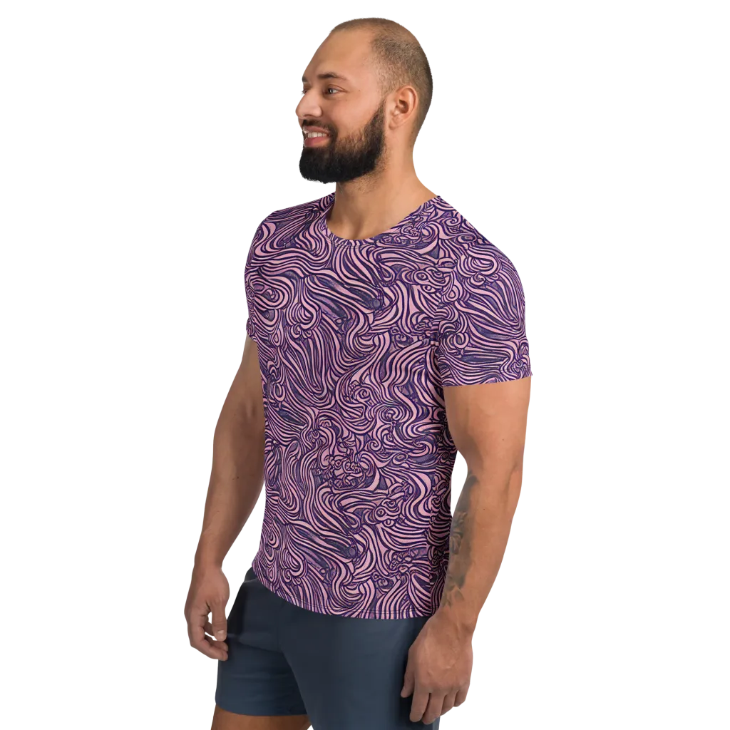Lavender Labyrinth on Men's Athletic T-Shirt — Left