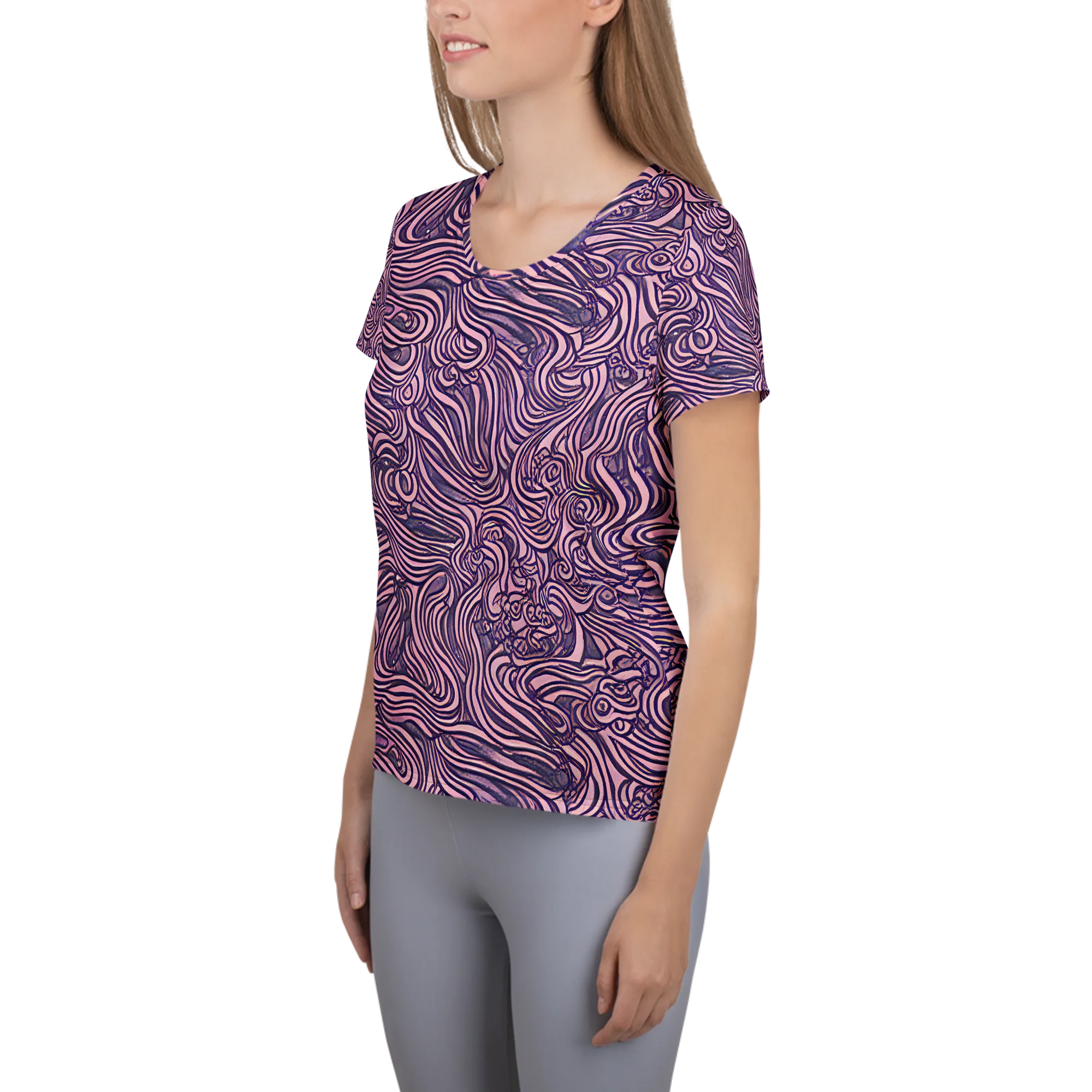 Lavender Labyrinth on Women's Athletic T-Shirt — Left