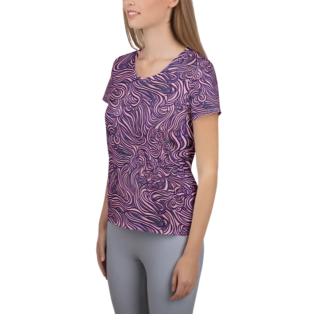 Lavender Labyrinth on Women's Athletic T-Shirt — Left