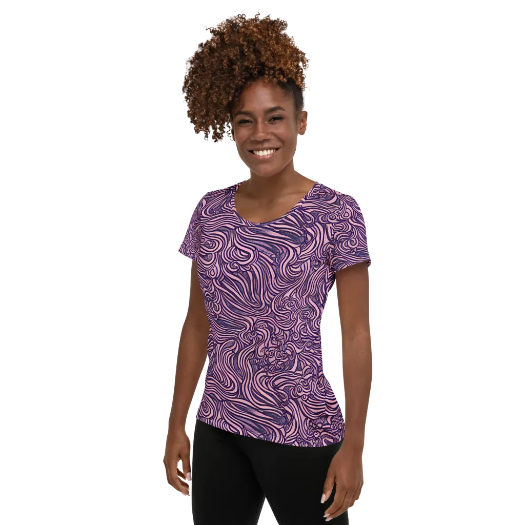 Lavender Labyrinth on Women's Athletic T-Shirt — Left