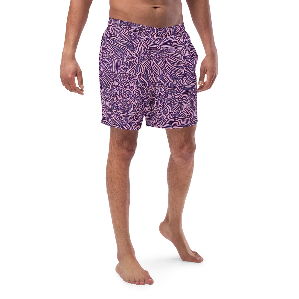 Lavender Labyrinth on Swim Trunks — Front
