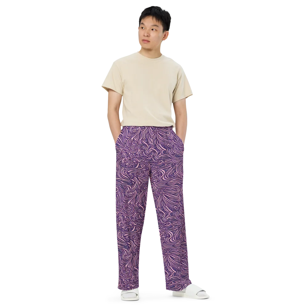 Lavender Labyrinth on Wide-Leg Pants — Front