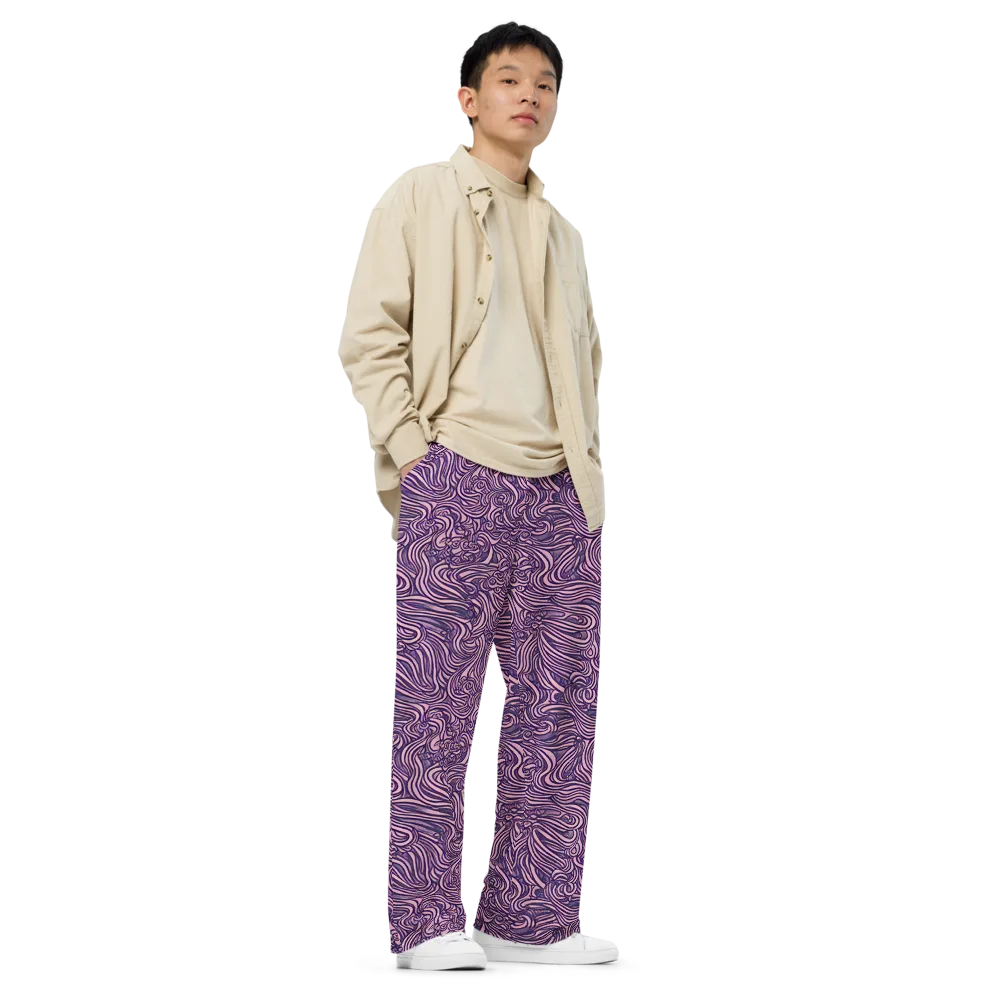 Lavender Labyrinth on Wide-Leg Pants — Right Front