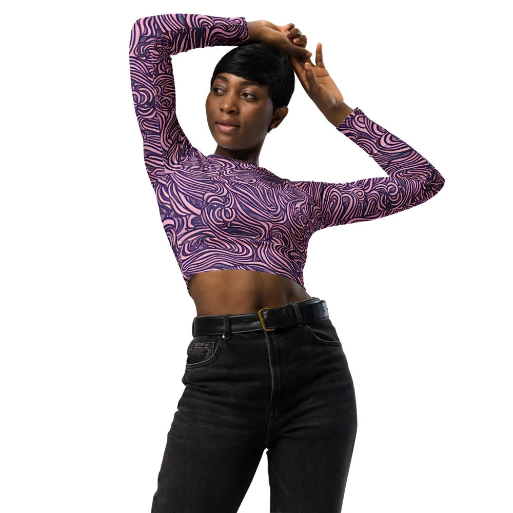 Lavender Labyrinth on Long Sleeve Crop Top — Front