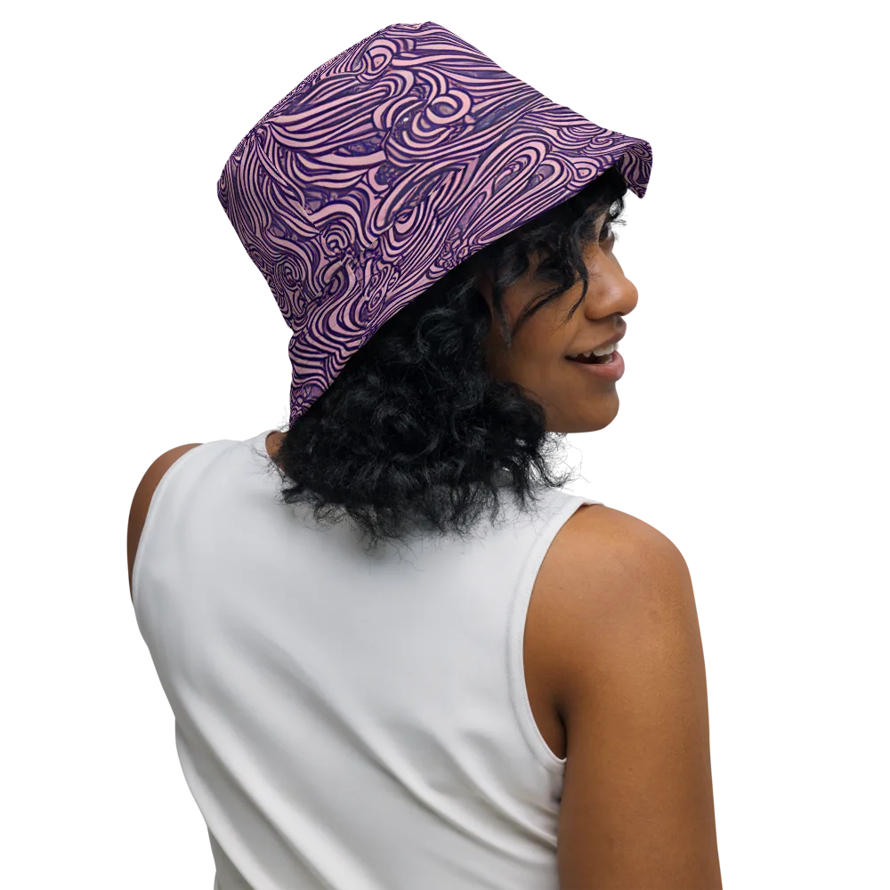 Lavender Labyrinth on Reversible Bucket Hat — Right Outside