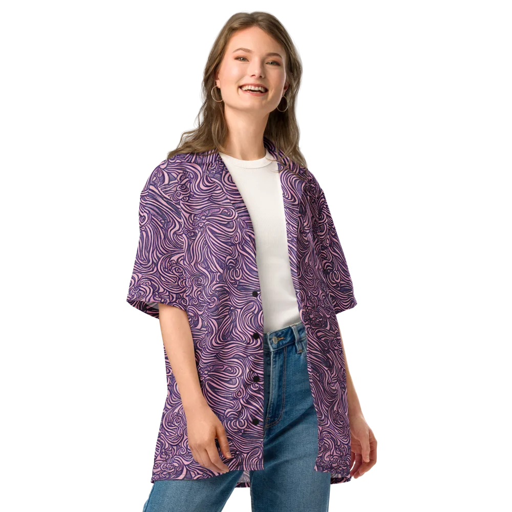 Lavender Labyrinth on Button Shirt — Front