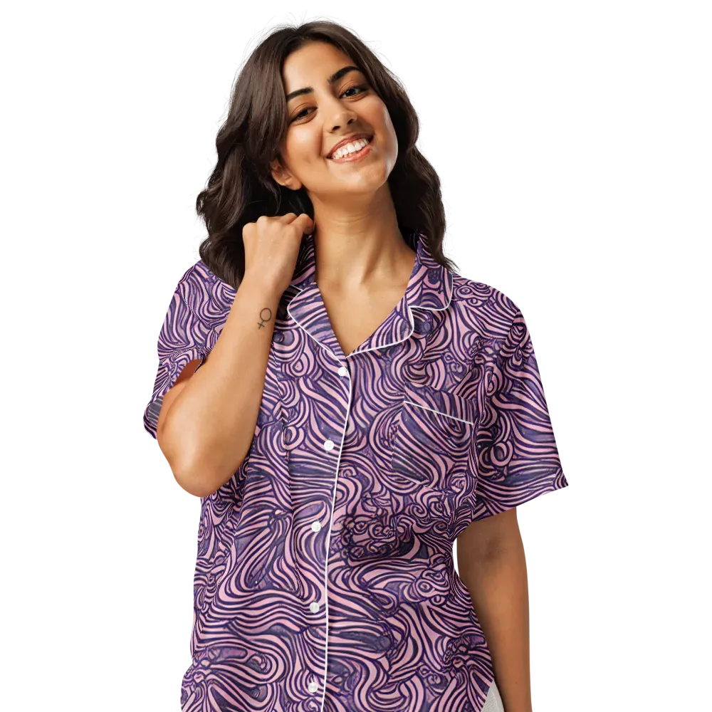 Lavender Labyrinth on Women's Short Sleeve Pajama Top — Front