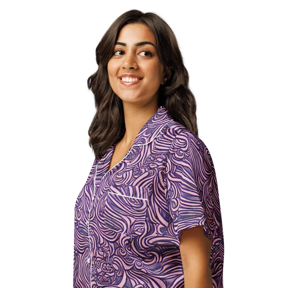 Lavender Labyrinth on Women's Short Sleeve Pajama Top — Left Front