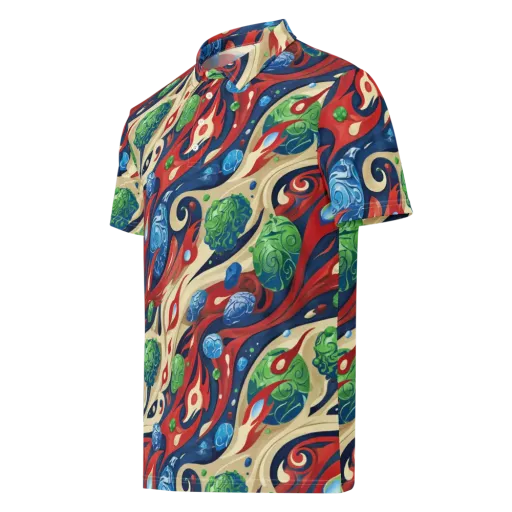 Cosmic Sgraffito on a Men's Slim Fit Polo Shirt