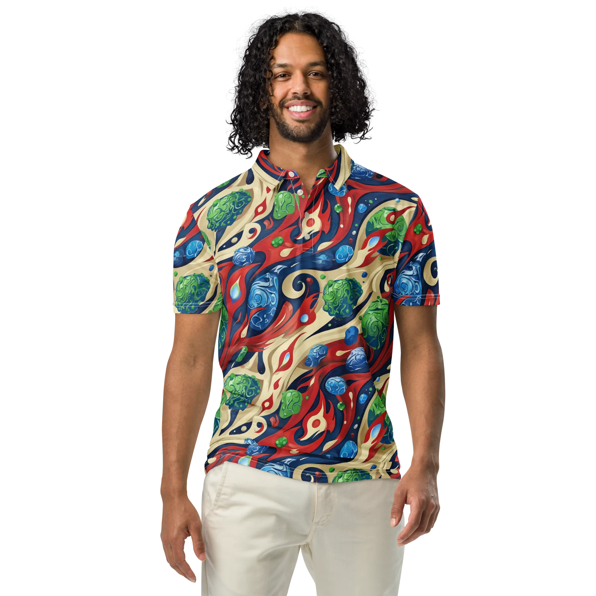 Cosmic Sgraffito on Men's Slim Fit Polo Shirt — Front