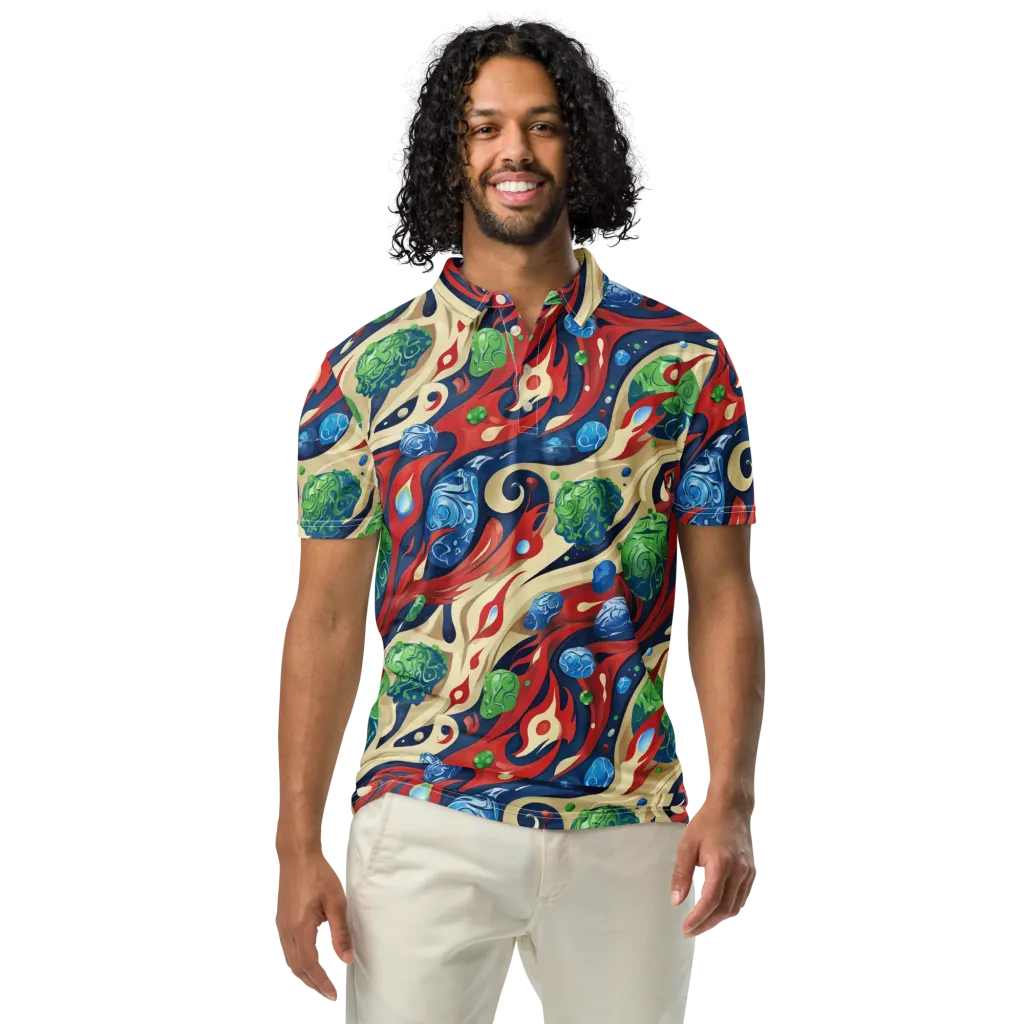 Cosmic Sgraffito on Men's Slim Fit Polo Shirt — Front